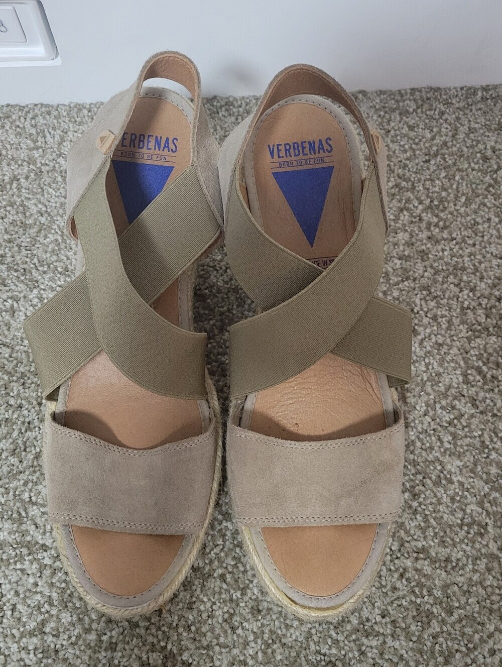 Verbenas Silvia Serraje Piedra Open Toe Espadrille Cross Strap Wedge Sandals - Picture 3 of 8